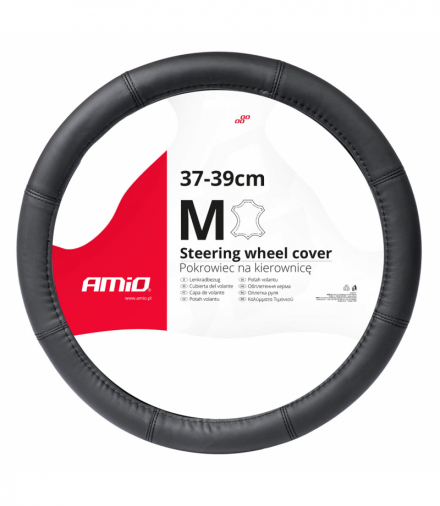 Pokrowiec skórzany nakładka na kierownicę samochodową M 37-39cm SWC-48-M AMiO 03546