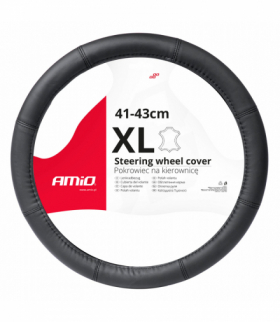 Pokrowiec skórzany nakładka na kierownicę samochodową XL 41-43cm SWC-48-XL AMiO 03548