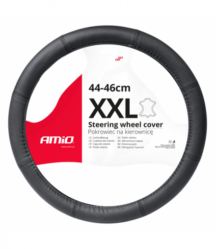 Pokrowiec skórzany nakładka na kierownicę samochodową XXL 44-46cm SWC-48-XXL AMiO 03549