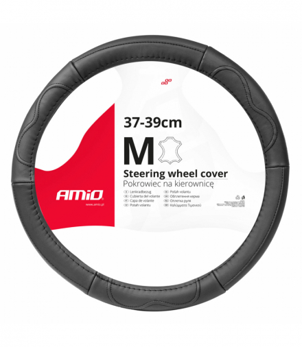 Pokrowiec skórzany nakładka na kierownicę samochodową M 37-39cm SWC-49-M AMiO 03551