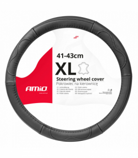 Pokrowiec skórzany nakładka na kierownicę samochodową XL 41-43cm SWC-49-XL AMiO 03553