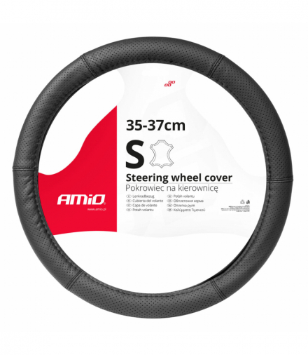 Pokrowiec skórzany perforowany nakładka na kierownicę samochodową S 35-37cm SWC-50-S AMiO 03555