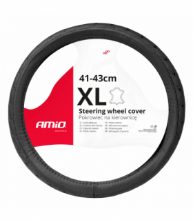 Pokrowiec skórzany pikowany nakładka na kierownicę samochodową XL 41-443cm SWC-51-XL AMiO 03563