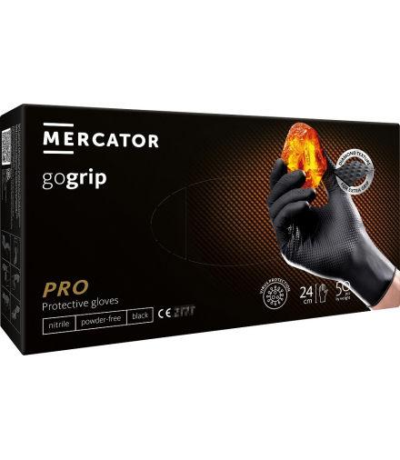 Rękawice nitrylowe czarne Mercator GoGrip Black 50 sztuk rozmiar M MERCATOR MER20310