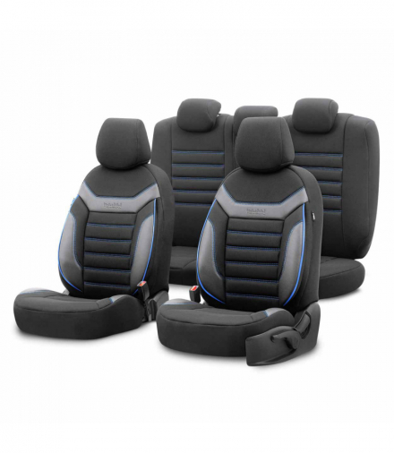 Komplet pokrowców na fotele samochodowe OTOM INDIVIDUAL 203 BLACK/BLUE 3-ZIP OTOM OT74052