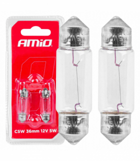 Żarówki halogenowe C5W rurkowe 36mm 12V 2szt. blister AMiO 03348
