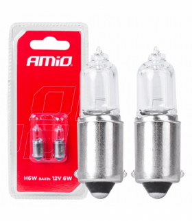 Żarówki halogenowe H6W 12V 6W BAX9S 2szt. blister AMiO 03355