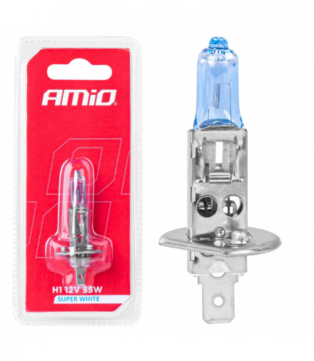 Żarówka halogenowa H1 12V 55W Super White 1szt. blister AMiO 03359