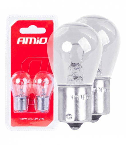 Żarówki halogenowe P21W BA15s 12V 2szt. blister AMiO 03351