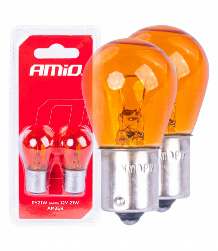 Żarówki halogenowe PY21W BAU15S 12V POMARAŃCZOWE 2szt. blister AMiO 03352