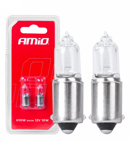 Żarówki halogenowe H10W 12V 10W BAX9S 2szt. blister AMiO 03356