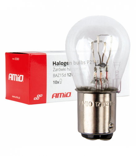 Żarówki halogenowe P21/4W 12V BAZ15d 10szt. AMiO 03369