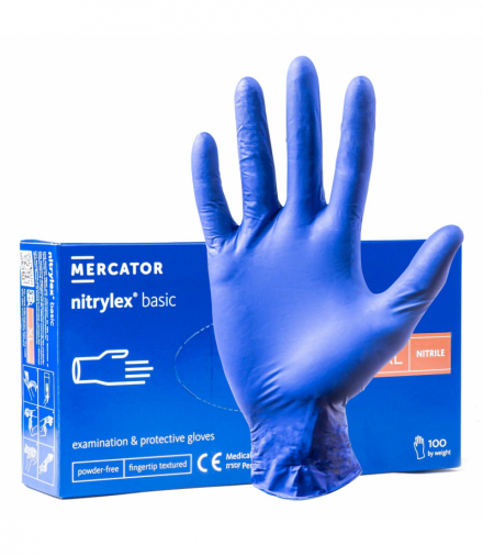 Rękawice nitrylowe niebieskie Mercator Nitrylex Basic rozmiar XL 100 szt. MERCATOR MER02959
