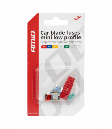 Bezpieczniki płytkowe niski profil zestaw komplet MIX 5 szt. + ściągacz AMiO 03377