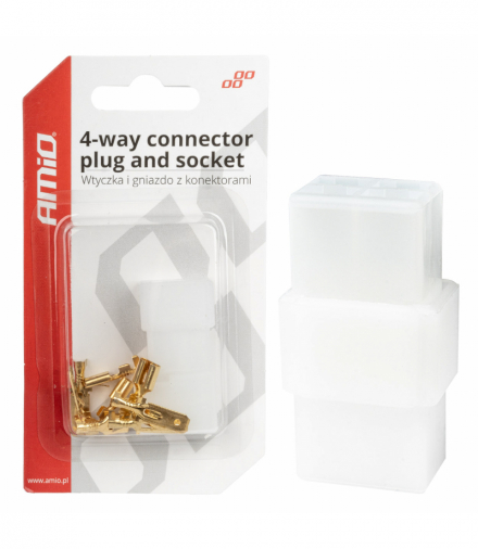 Wtyczka gniazdo kostka złącze elektryczne 4 PIN + konektory AMiO 03514