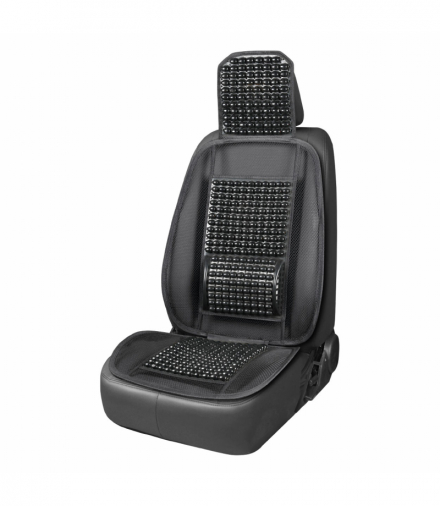 Wentylowana mata na fotel siedzenie koraliki z podparciem pod plecy do samochodu AMiO 03646