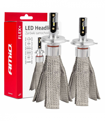 Żarówki samochodowe LED seria FLEX+ H4/H19 6000K 12V 24V Canbus AMiO 03657
