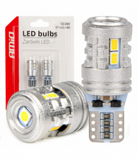 Żarówki LED STANDARD T10 W5W 6x3020 + 1x3030 SMD White 12V 24V AMiO 03718