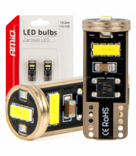 Żarówki LED CANBUS T10e W5W 3x2055 SMD White 12V 24V AMiO 03720