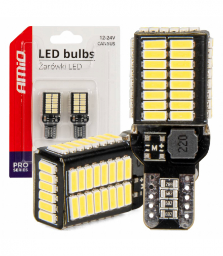 Żarówki LED CANBUS PRO series T15e W16W 54x4014 SMD White 12V 24V AMiO 03724