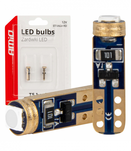 Żarówki LED STANDARD Green zielone W1W T5 12V 3030 1LED HP AMiO 03729