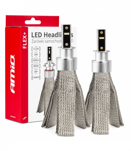 Żarówki samochodowe LED seria FLEX+ H3 6000K 12V 24V Canbus AMiO 03656