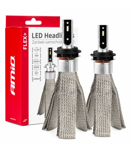 Żarówki samochodowe LED seria FLEX+ H7-1 12V 24V 6000K Canbus AMiO 03661