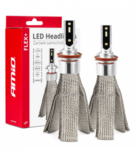 Żarówki samochodowe LED FLEX+ H8 H9 H11 H16 12V 24V 6000K Canbus AMiO 03663