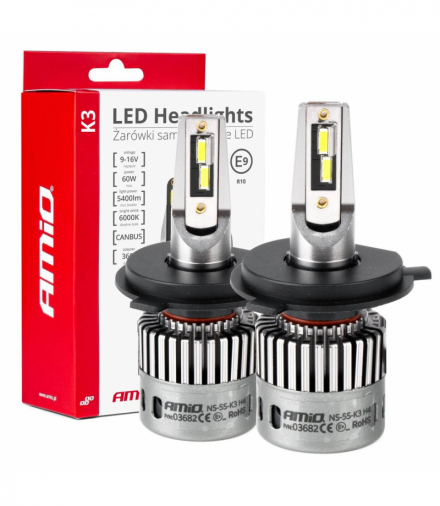Żarówki samochodowe LED seria K3 H4/H19 12V 6000K Canbus AMiO 03682