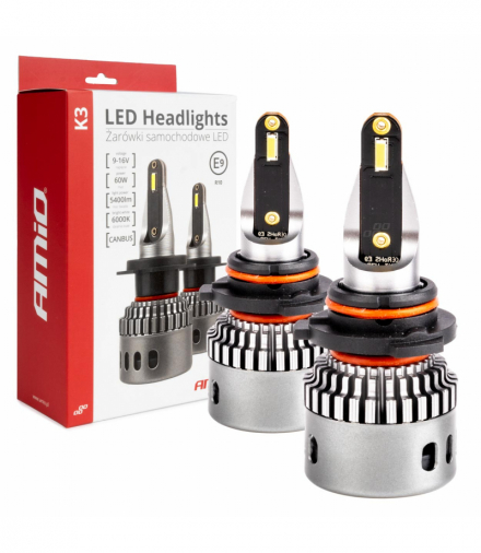 Żarówki samochodowe LED seria K3 HB3/HIR1 9011/H10 12V 6000K Canbus AMiO 03687