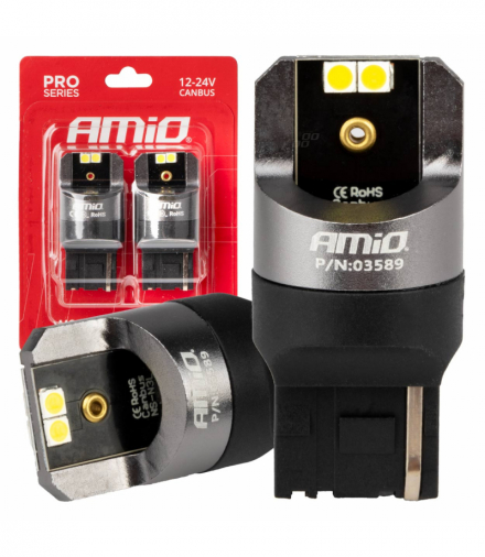 Żarówki LED CANBUS PRO series 7440 W21W 4x3030 SMD White 12V 24V AMiO 03589