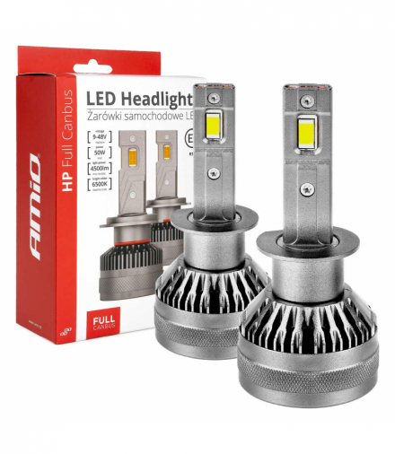 Żarówki samochodowe LED seria HP Full Canbus H1 12V 24V 6500K AMiO 03671