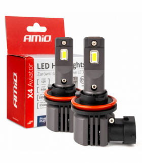 Żarówki samochodowe LED seria X4 Aviator H8 H9 H11 H16 6500K Canbus AMiO 03765