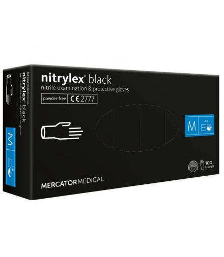 Rękawice nitrylowe czarne Mercator Nitrylex Basic rozmiar M 100 szt. MERCATOR MER13329