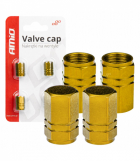 Aluminiowe nakrętki na wentyle kapturki żółte 4 szt AMiO 03633