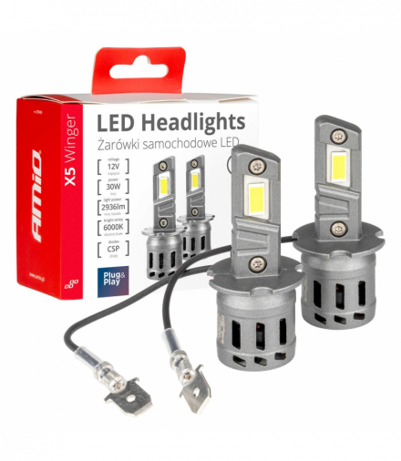 Żarówki samochodowe LED seria X5 Winger H3 6000K Canbus AMiO 03944