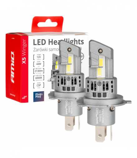 Żarówki samochodowe LED seria X5 Winger H4 6000K Canbus AMiO 03945