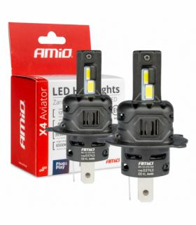 Żarówki samochodowe LED seria X4 Aviator H4/H19 6500K Canbus AMiO 03763