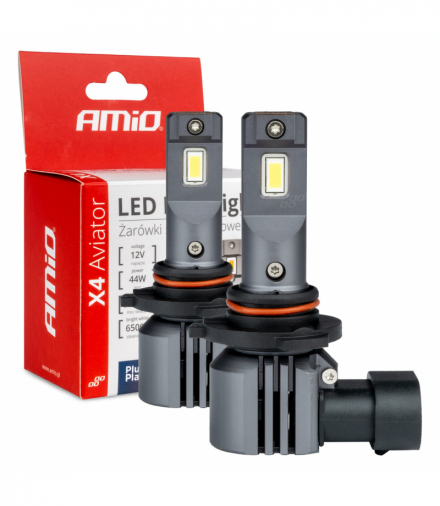 Żarówki samochodowe LED seria X4 Aviator HB3 9005 HIR1 9011 H10 6500K Canbus AMiO 03766