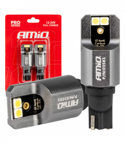 Żarówki LED FULL CANBUS PRO T15 W16W 4x3030 SMD białe 12V 24V AMiO 03581