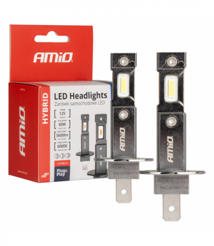 Żarówki samochodowe LED seria HYBRID H1 6000K Canbus 60W AMiO 04112