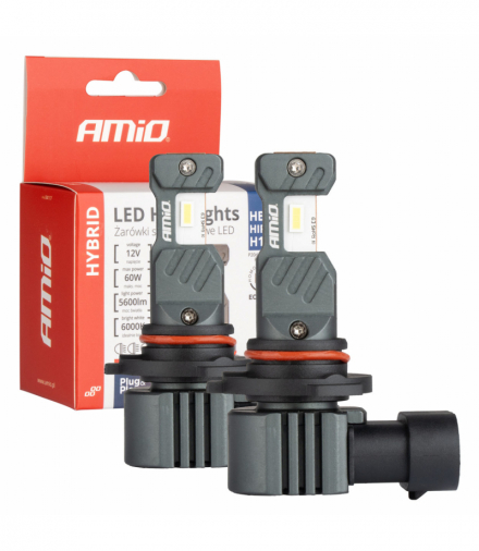 Żarówki samochodowe LED seria HYBRID HB3 HIR1 H10 6000K Canbus 60W AMiO 04117