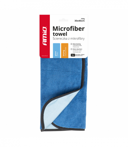 Mikrofibra do mycia czyszczenia szyb i osuszania samochodu 2w1 30x40 cm AMiO 03746
