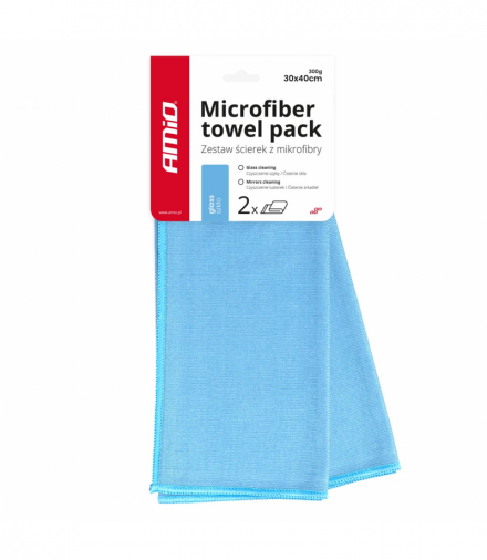 Mikrofibra bezsmugowa do mycia czyszczenia szyb szkła lustra 30x40cm 2 sztuki AMiO 03730