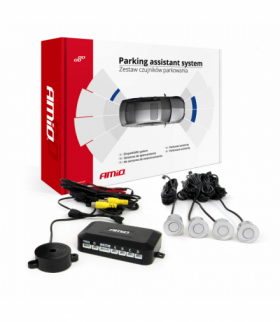 Zestaw czujników parkowania pod kamerę i wyświetlacz LCD srebrne 22mm AMiO 02990