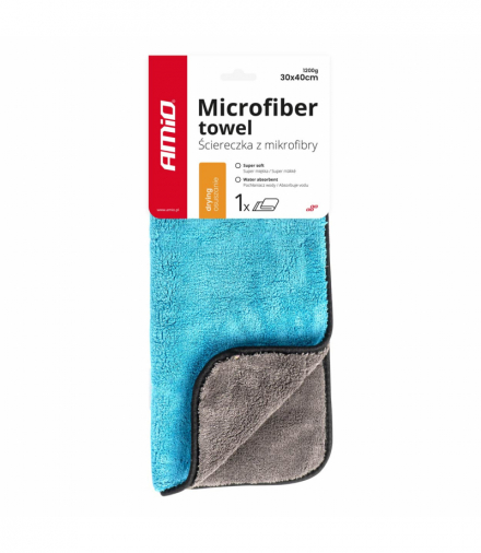 Ściereczka mikrofibra ręcznik do osuszania samochodu auta lakieru 30x40 cm 1200g AMiO 03757