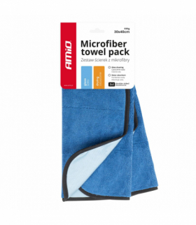 Mikrofibra do mycia czyszczenia szyb i osuszania samochodu 2w1 30x40 cm 2 szt. 630g AMiO 03747