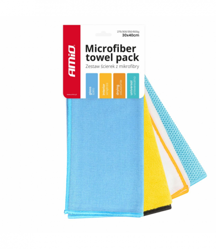 Zestaw ściereczek z mikrofibry 30x40 cm 4 szt. 275/300/350/600g AMiO 03751