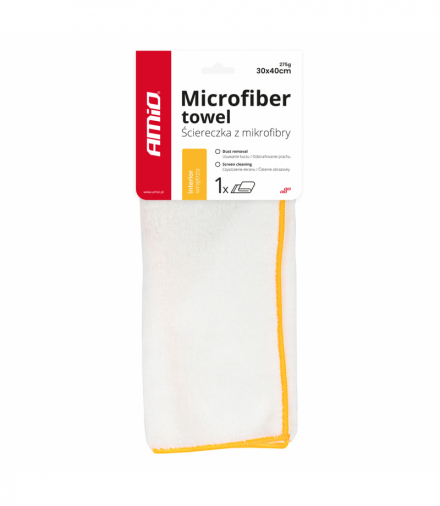 Mikrofibra ściereczka do mycia sprzątania czyszczenia wnętrza samochodu 30x40 cm AMiO 03739