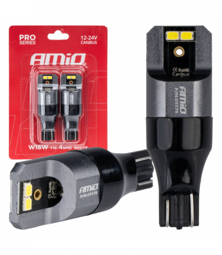 Żarówki LED CANBUS PRO T15 W16W 4x2016 SMD białe 12V 24V AMiO 03578